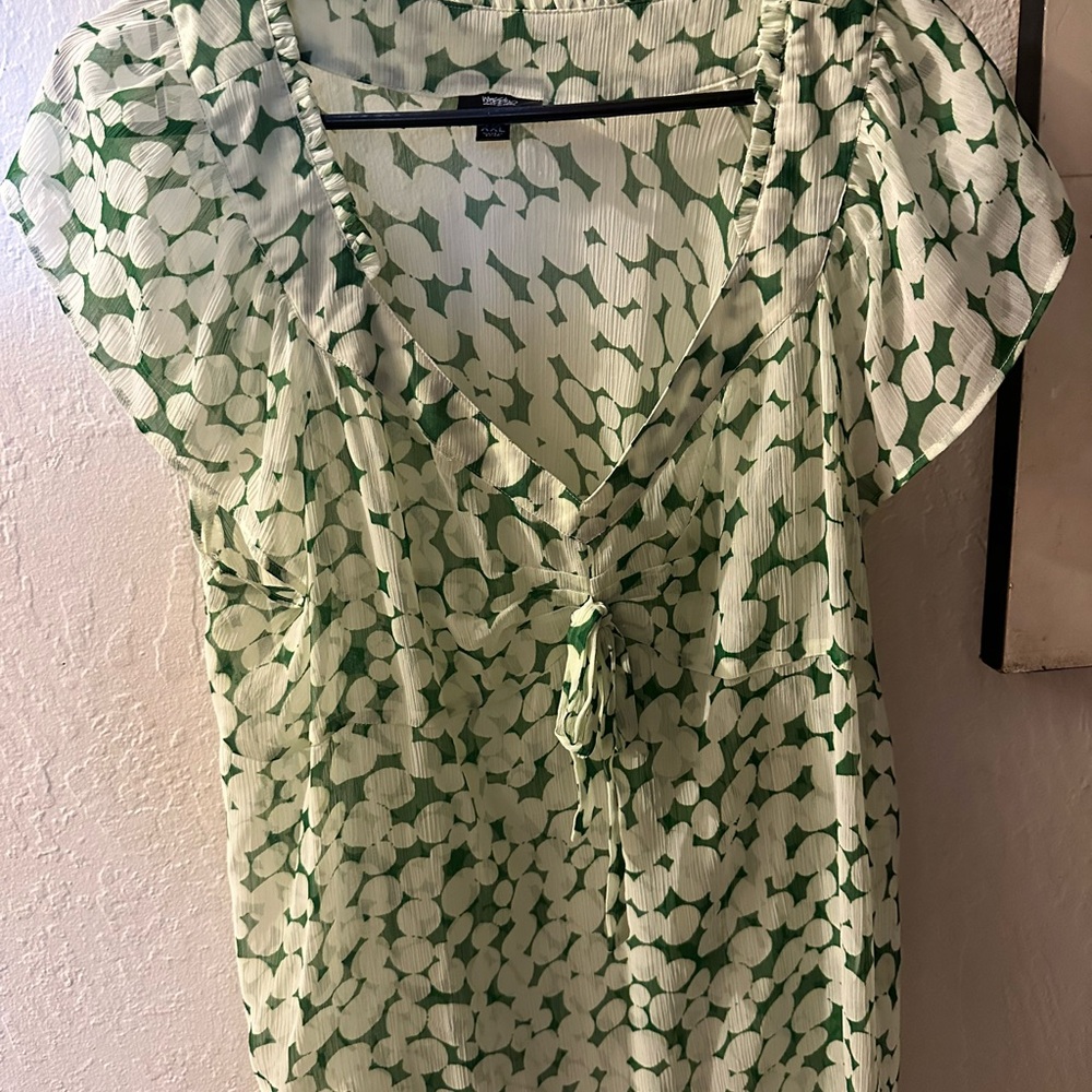Massimo Green and White Patterned Blouse